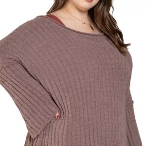 POL Oversized Chenille Relaxed Fit Ribbed Knit Sweater
